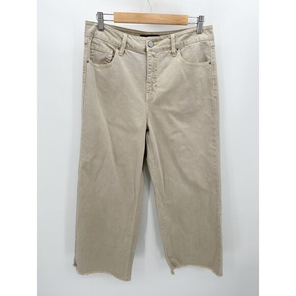 Stitch Star Jeans Women 10 Khaki Tan Denim Wide Leg Cotton Blend Five Pocket - Picture 1 of 8